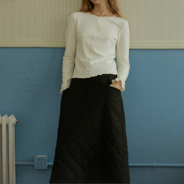 キルティングミモレ丈スカート Z00069