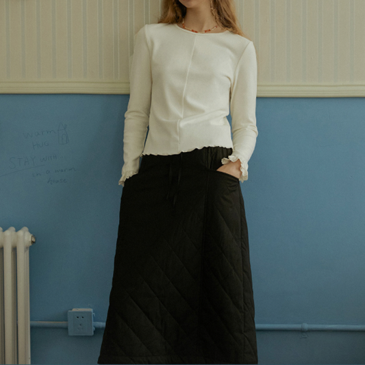 キルティングミモレ丈スカート Z00069