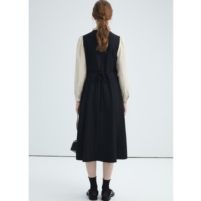 【3color】フェイクツーピース パールエッジワンピース X-424