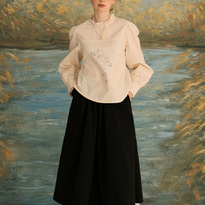 レース＆刺繍コットンブラウス 《Z00623》