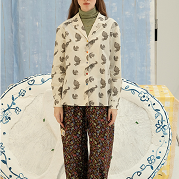 アニマルプリントヴィンテージシャツ　Z00600