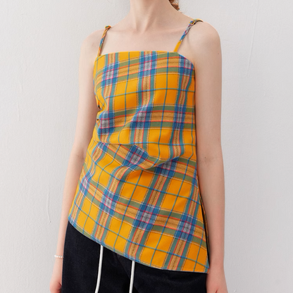 タータンチェックアシンメントリーヘムキャミソール《Z01013》