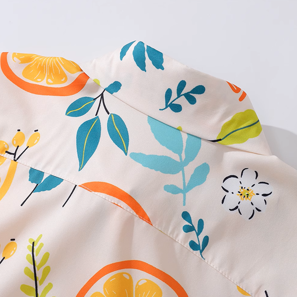 シトラスプリントドローストリングクロップドシャツ《Z00915》