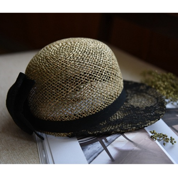 バックリボン付ストローベースボールキャップ　Z00403