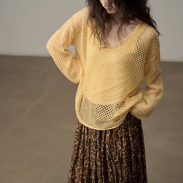 【4color】メッシュオーバーサイズニットトップ《Z00998》