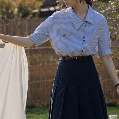 【2color】ストライプ柄ボックスシルエットシャツ《Z00854》