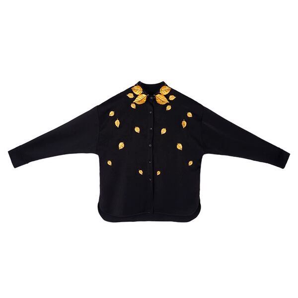 リーフ刺繍シャツブラウス C0076