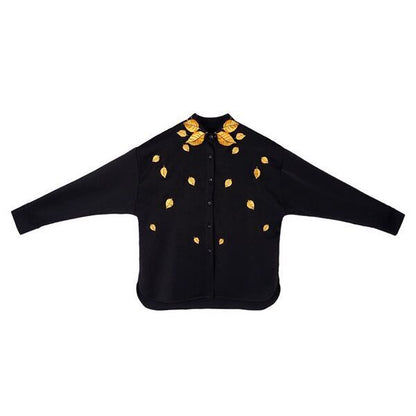 リーフ刺繍シャツブラウス C0076