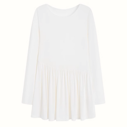 【2color】ラウンドネックペプラムロングトップ《Z00979》