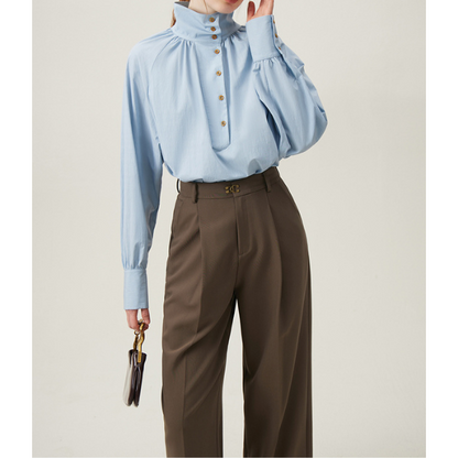 【2color】不規則でニッチなハイネックシャツ Z00095