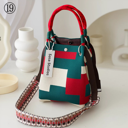 【20pattern】マルチカラースクエアトートバッグ《Z00892》