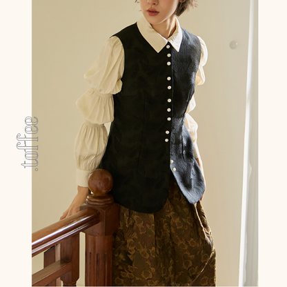 パフスリーブジャガードブラウス　《Z00808》