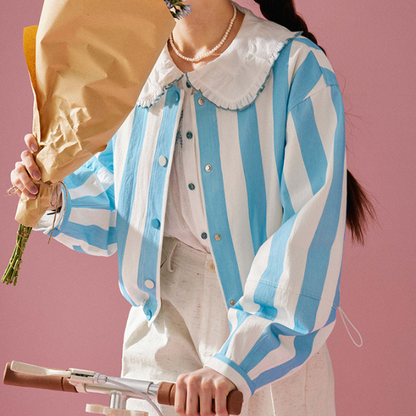 【2color】POPなラウンドネックコットンジャケット  Z00131