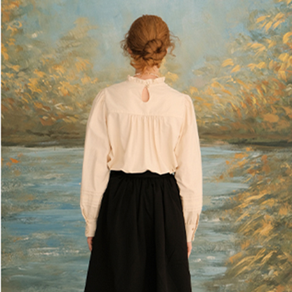 レース＆刺繍コットンブラウス 《Z00623》