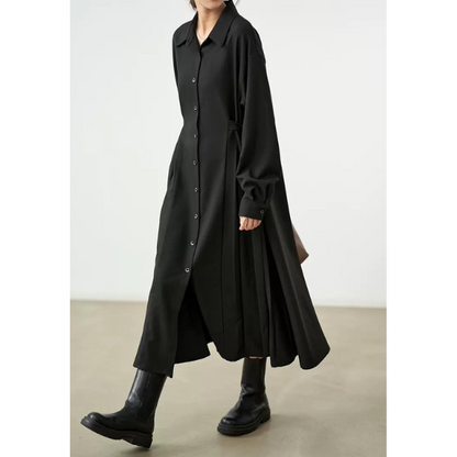 【２color】サイドプリーツフレアワンピース w-058