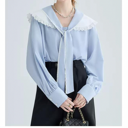 フリルカラーボウタイシャツ w-139