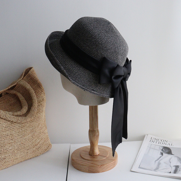 【4color】ビッグリボンストローハット X-067