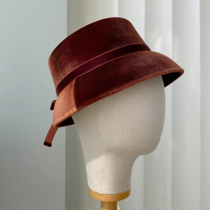 【2color】リボン付きベルベットハット Z00059