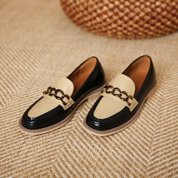 コントラストカラーアッパーチェーンローファー　AU-121