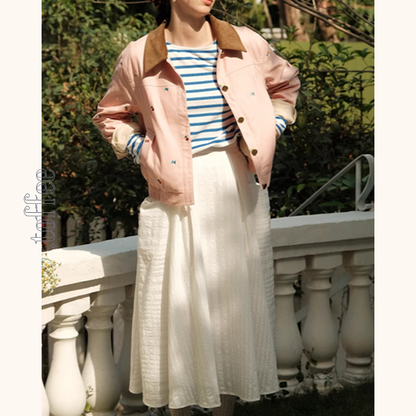 【2color】マルチカラー刺繍入りデニムセットアップ　Z00499