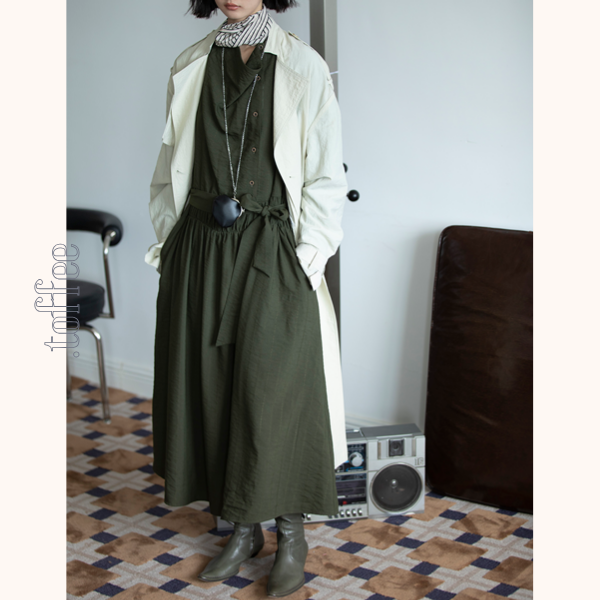 【2color】斜め前立てロングワンピース　Z00551