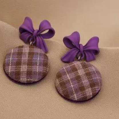 【４color】リボンデコレーションチェックピアス AU-279