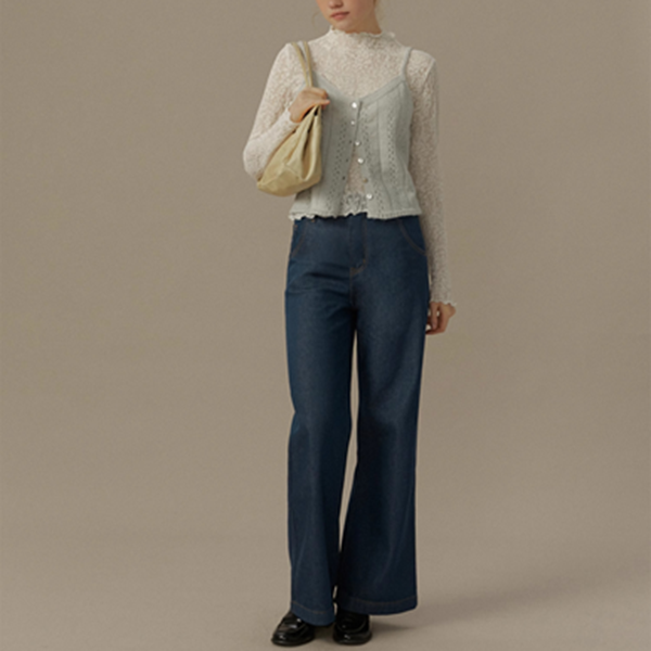 メッシュレースハーフハイネックトップ《Z00819》