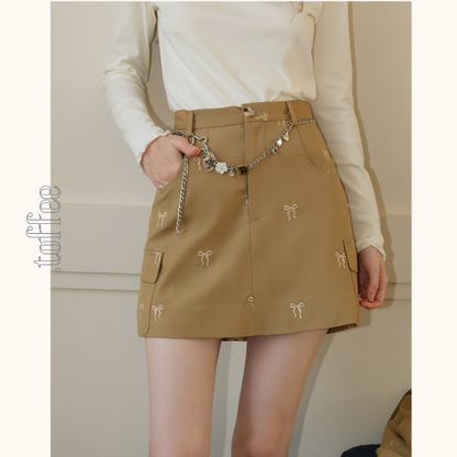 リボン刺繍オーバーサイズジャケット＆スカートセットアップ《Z00817》　