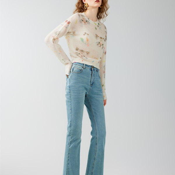 ビジュー＆キャットニットプルオーバー　Z00595