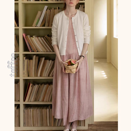 くすみピンクのノースリーブワンピース《Z01044》