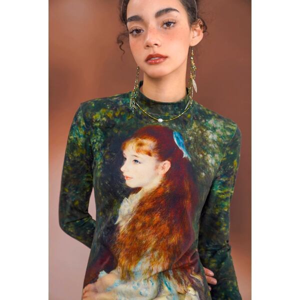 [名画を纏う]　スリムフィットアートカットソー "ルノワール" C0125