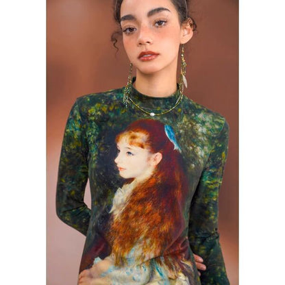 [名画を纏う]　スリムフィットアートカットソー "ルノワール" C0125