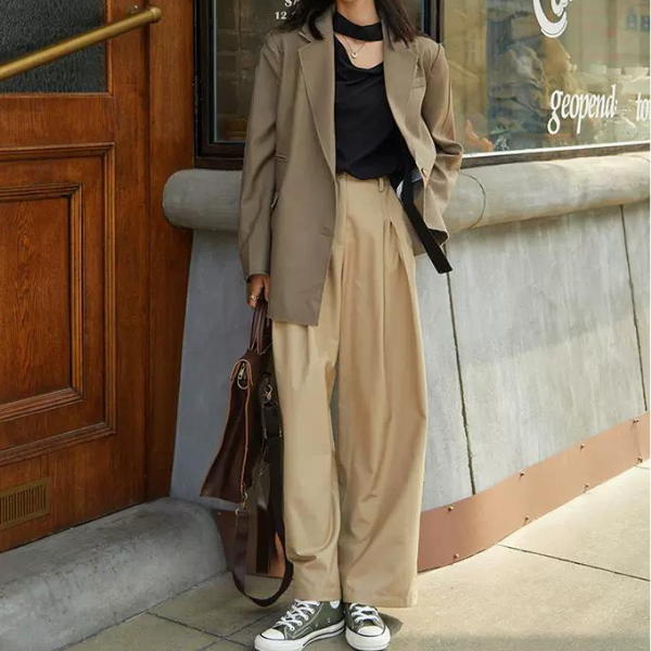 シンプルワイドパンツ w-049