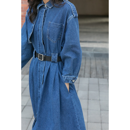 イレギュラーフラップデニムワンピース w-038