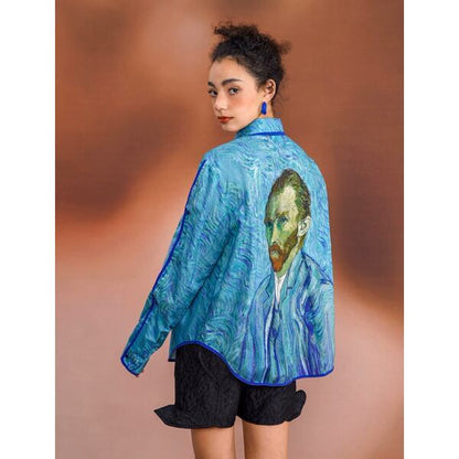 ゴッホ 自画像プリントブラウス C0126