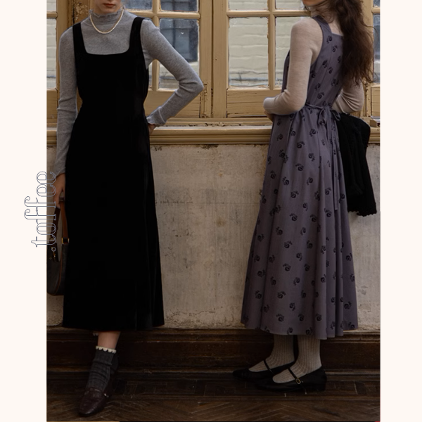 【2color】スクエアネックノースリーブロングワンピース《Z00853》