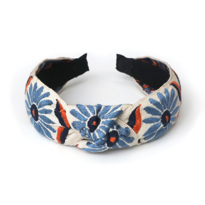 【3color】サンフラワー刺繍入りクロスカチューシャ Z00120