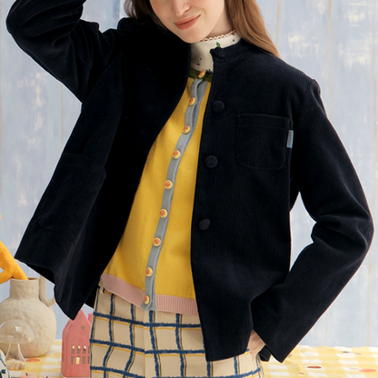 【2color】コーデュロイスタンドカラーシングルブレストジャケット　《Z00744》