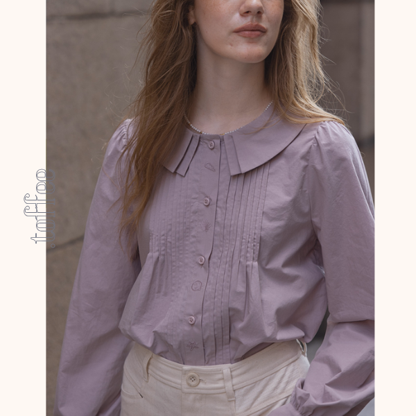 【2color】海辺の記憶を抱く二重襟ブラウス《Z01171》