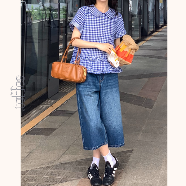 【2color】ギンガムチェック＆フリルセットアップ《Z01098》