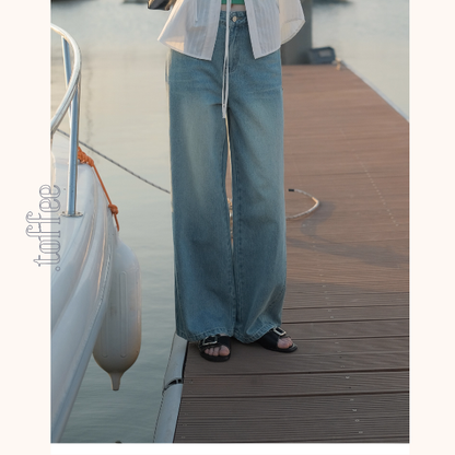 刺繍入りワイドデニムパンツ《Z01097》