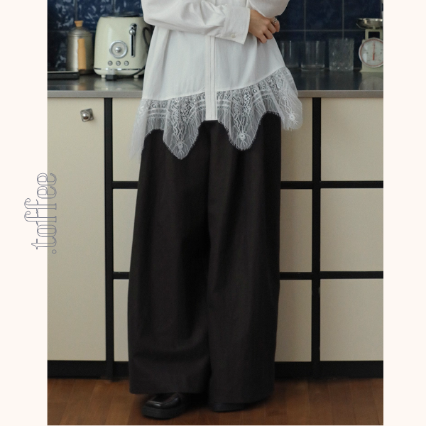 深みブラウンのシックワイドパンツ《Z01087》