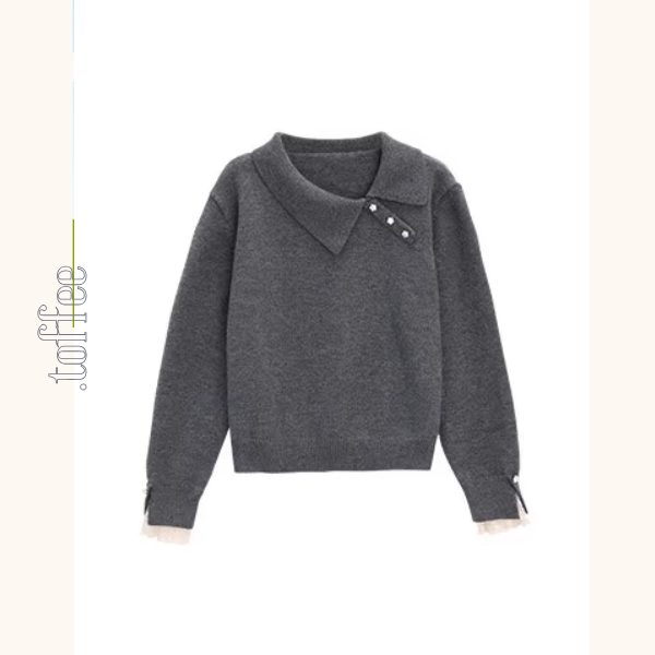 【3color】星降る午後のレース襟ニット《Z01142》