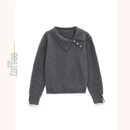 【3color】星降る午後のレース襟ニット《Z01142》