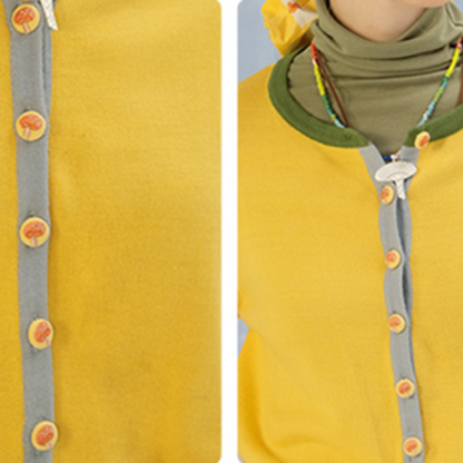 マッシュルームボタンイエローカーディガン　Z00601