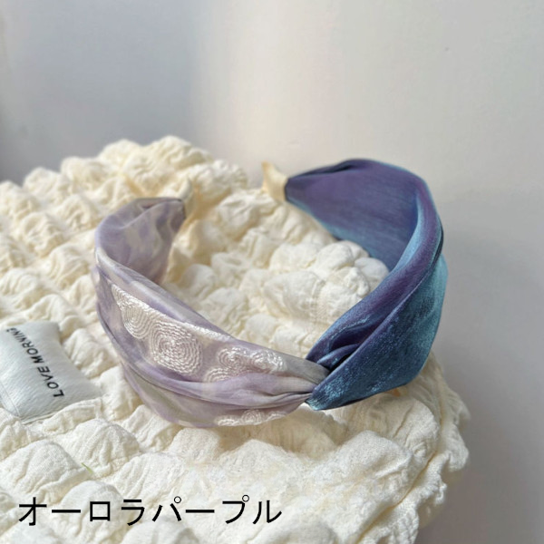 【5color】オーロラ＆花柄カチューシャ Z00323