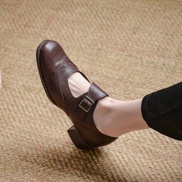 【２color】アッパーベルトレトロレザーシューズ　AU-161