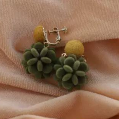 【３color】フラワーパターンピアス AU-280