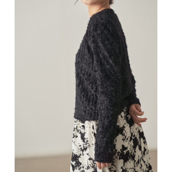 【2color】 レースフリンジ スリムフィットトップス X-433