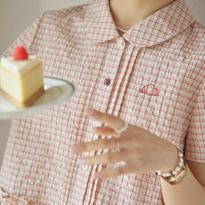 ラッフルヘムクロップドチェックシャツ《Z01021》